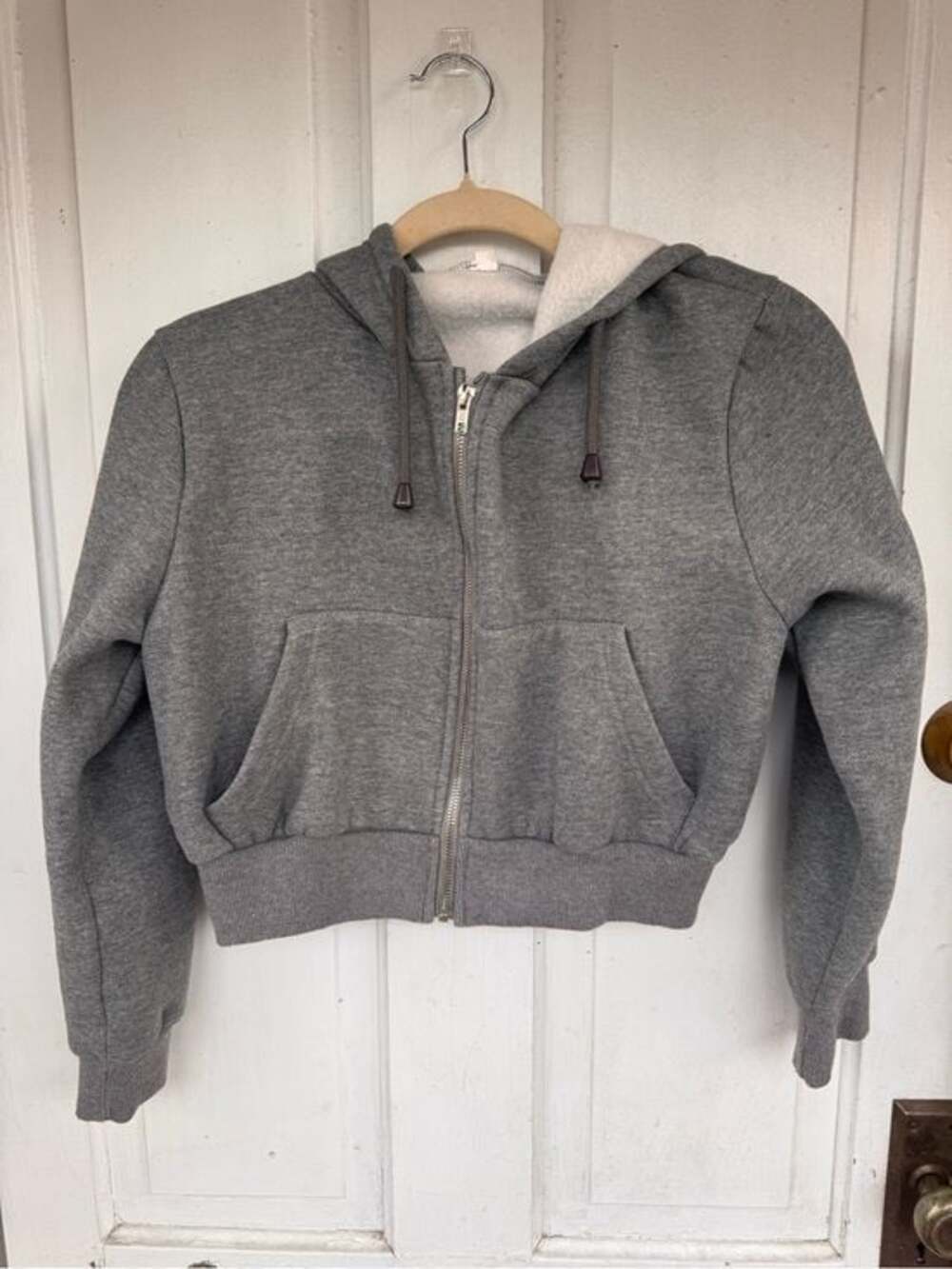 SHEIN Gray Cropped Zip-Up Hoodie
